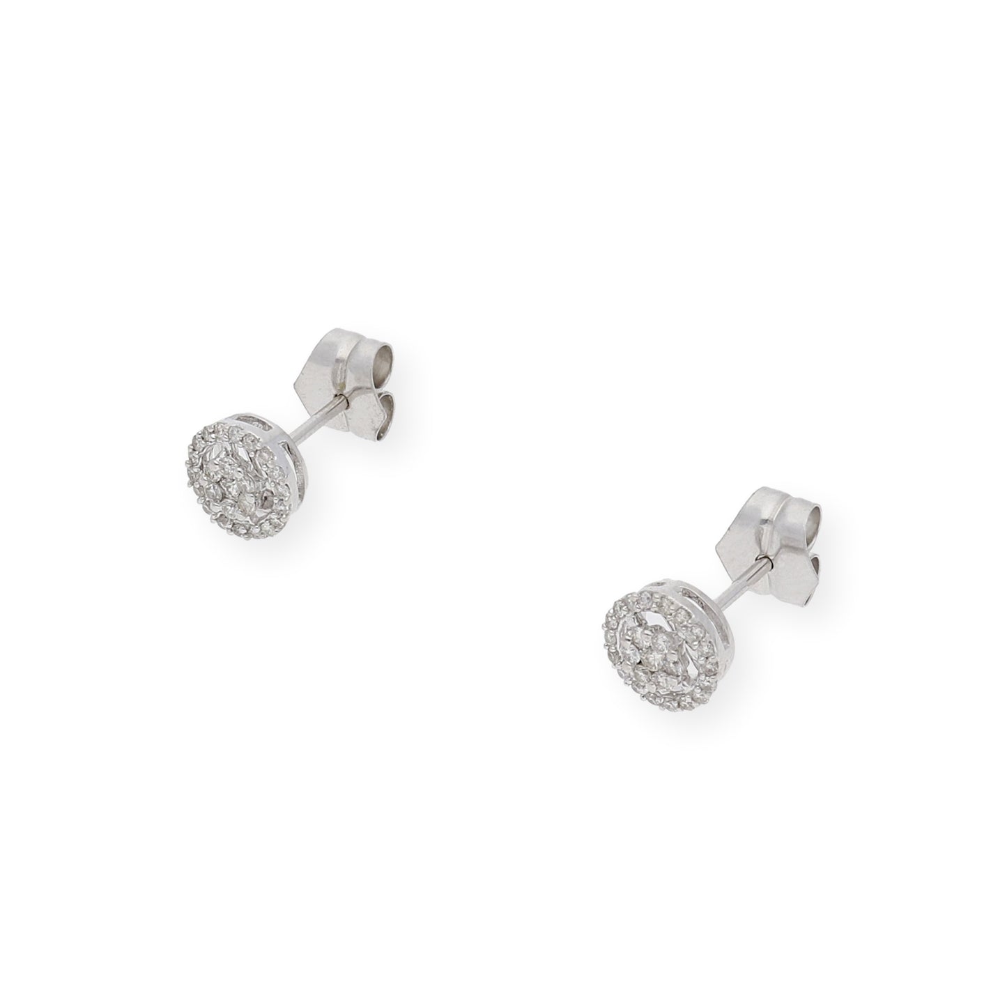 Pendientes Dormilona de Oro Blanco 18K y Diamantes