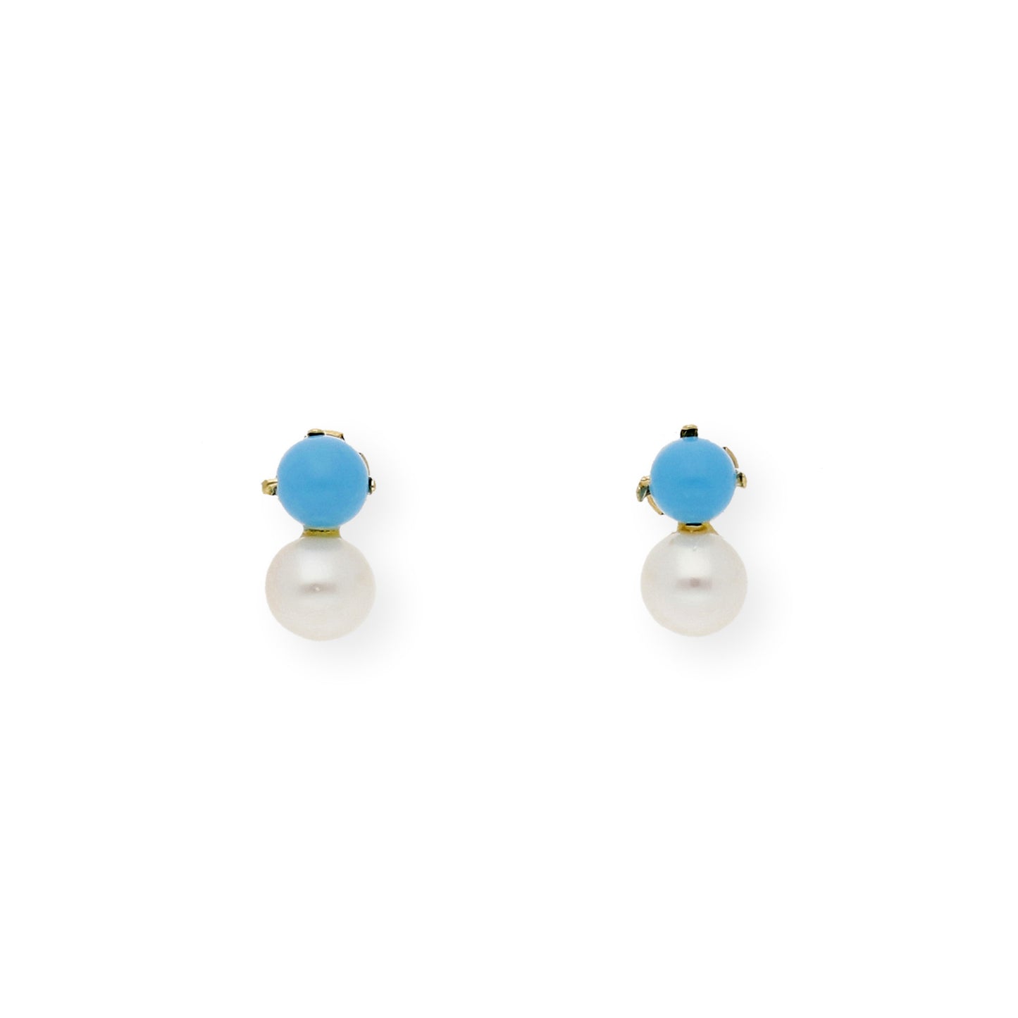 Pendientes de Oro 18k Perlas y Turquesas