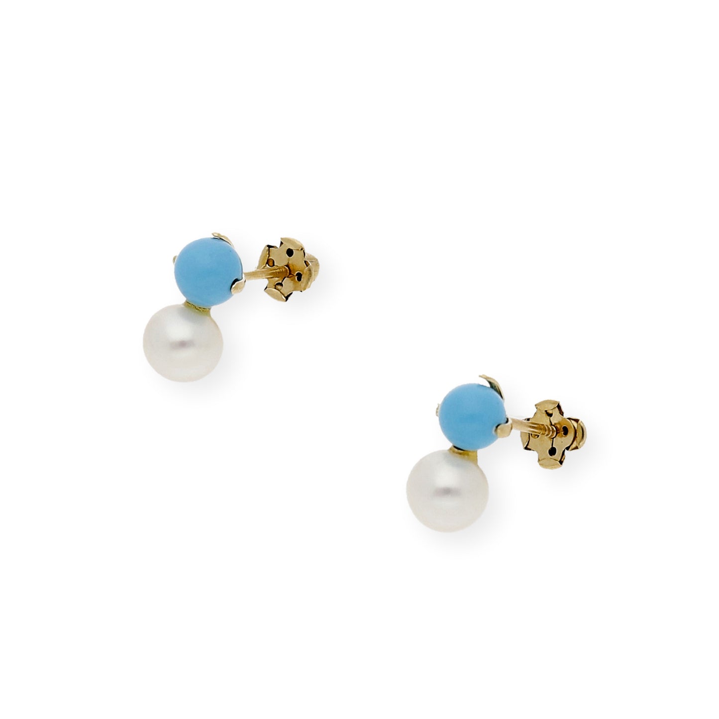Pendientes de Oro 18k Perlas y Turquesas