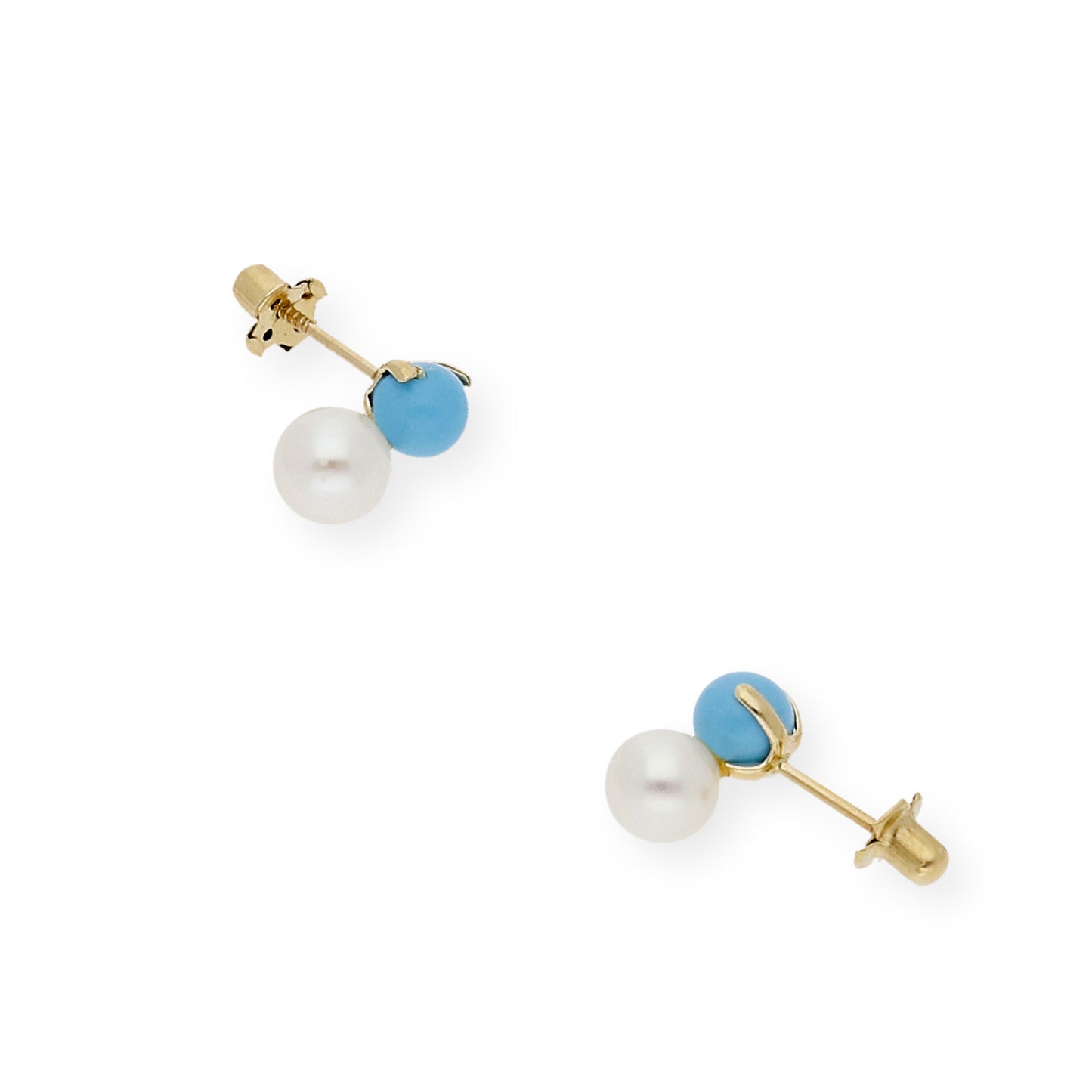 Pendientes de Oro 18k Perlas y Turquesas