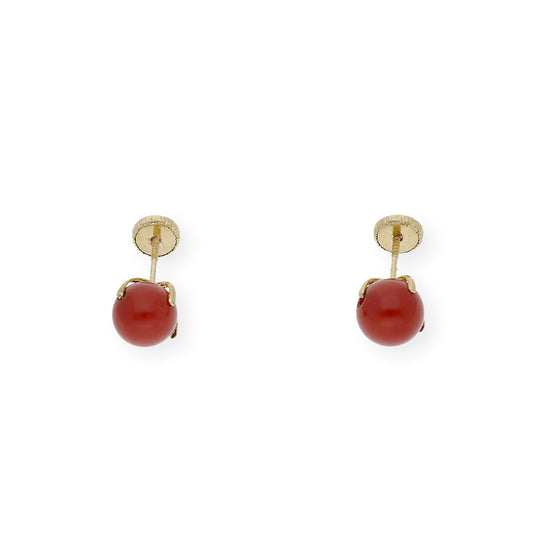 Pendientes Oro y Corales Naturales 6.00 mm