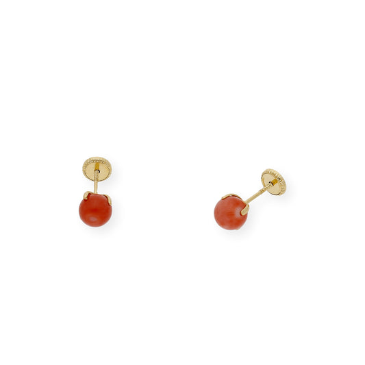 Pendientes Oro y Corales Naturales de Patilla 5.00 mm