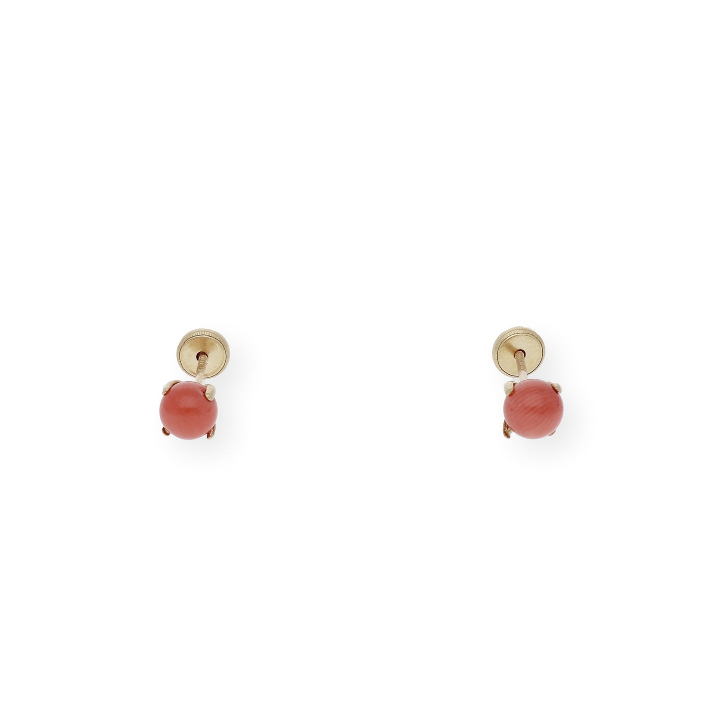 Pendientes Coral Bebé 4 mm Patilla en Oro 18k