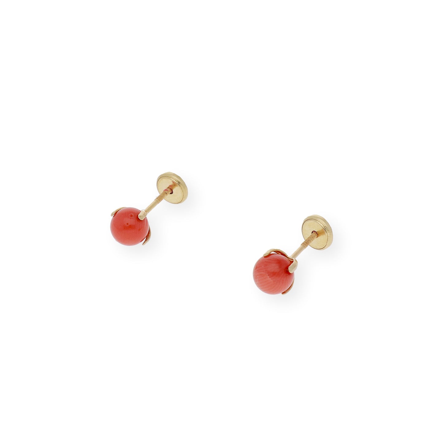 Pendientes Coral Bebé 4 mm Patilla en Oro 18k