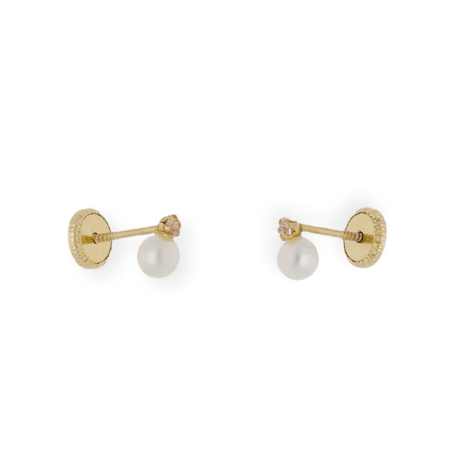 Pendientes Bebé Oro con Perlas de 3,50mm y circonita