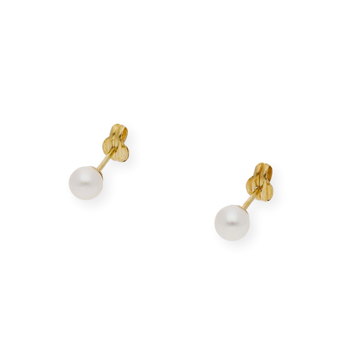Pendientes Bebé Oro y Perlas Blancas Naturales de 4,50mm