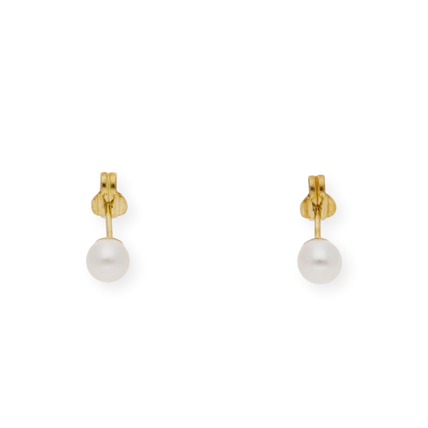 Pendientes Bebé Oro y Perlas Blancas Naturales de 4,50mm