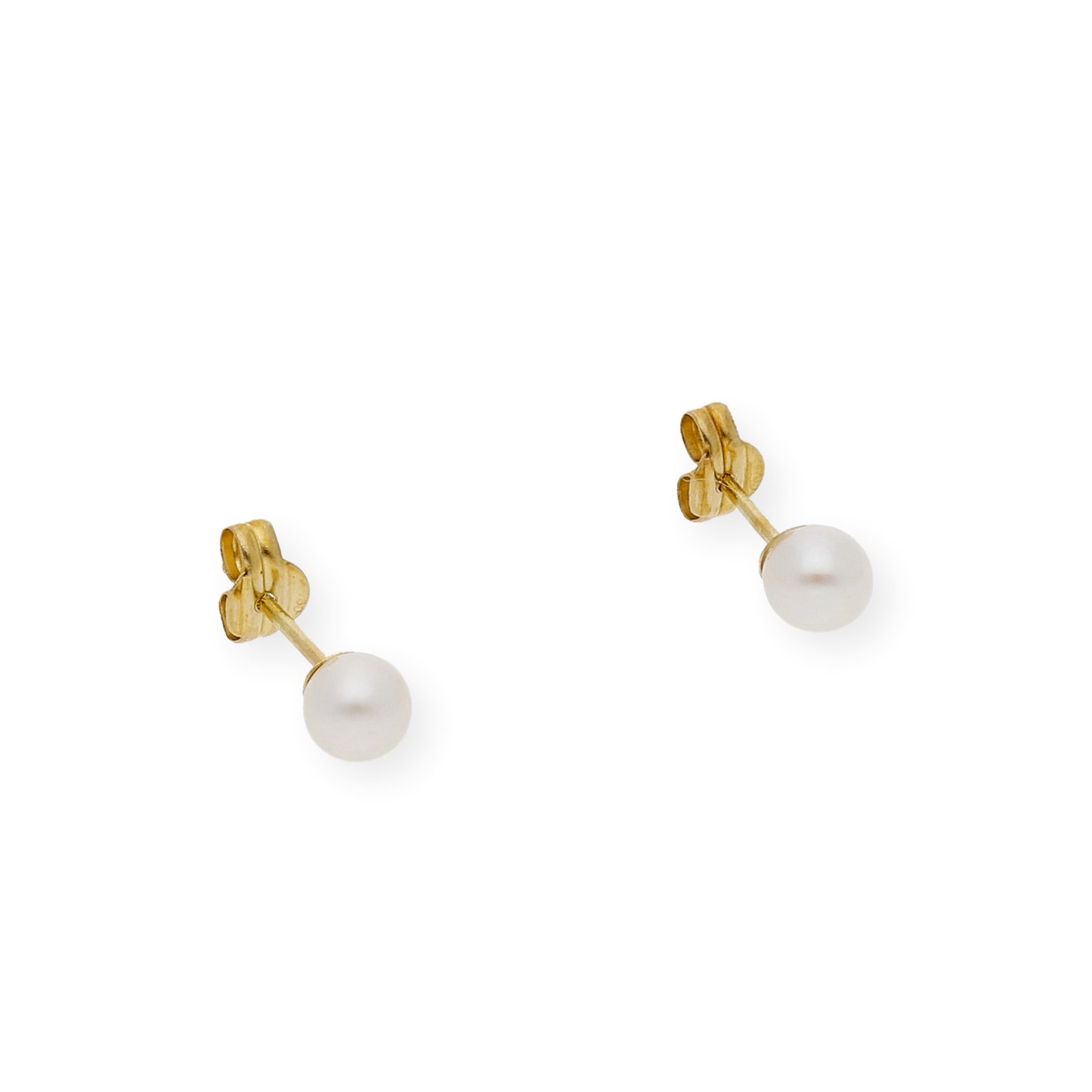 Pendientes Bebé Oro y Perlas Blancas Naturales de 4,50mm