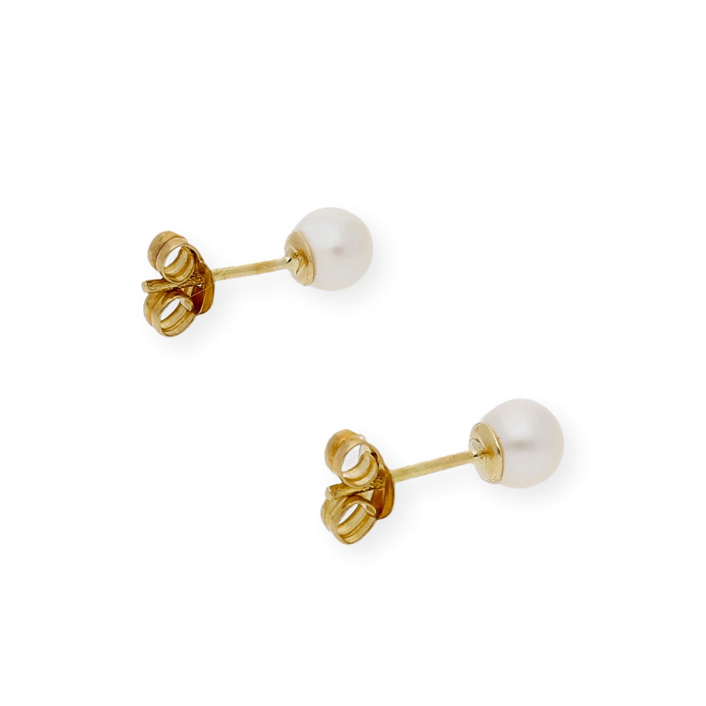 Pendientes Bebé Oro y Perlas Blancas Naturales de 4,50mm