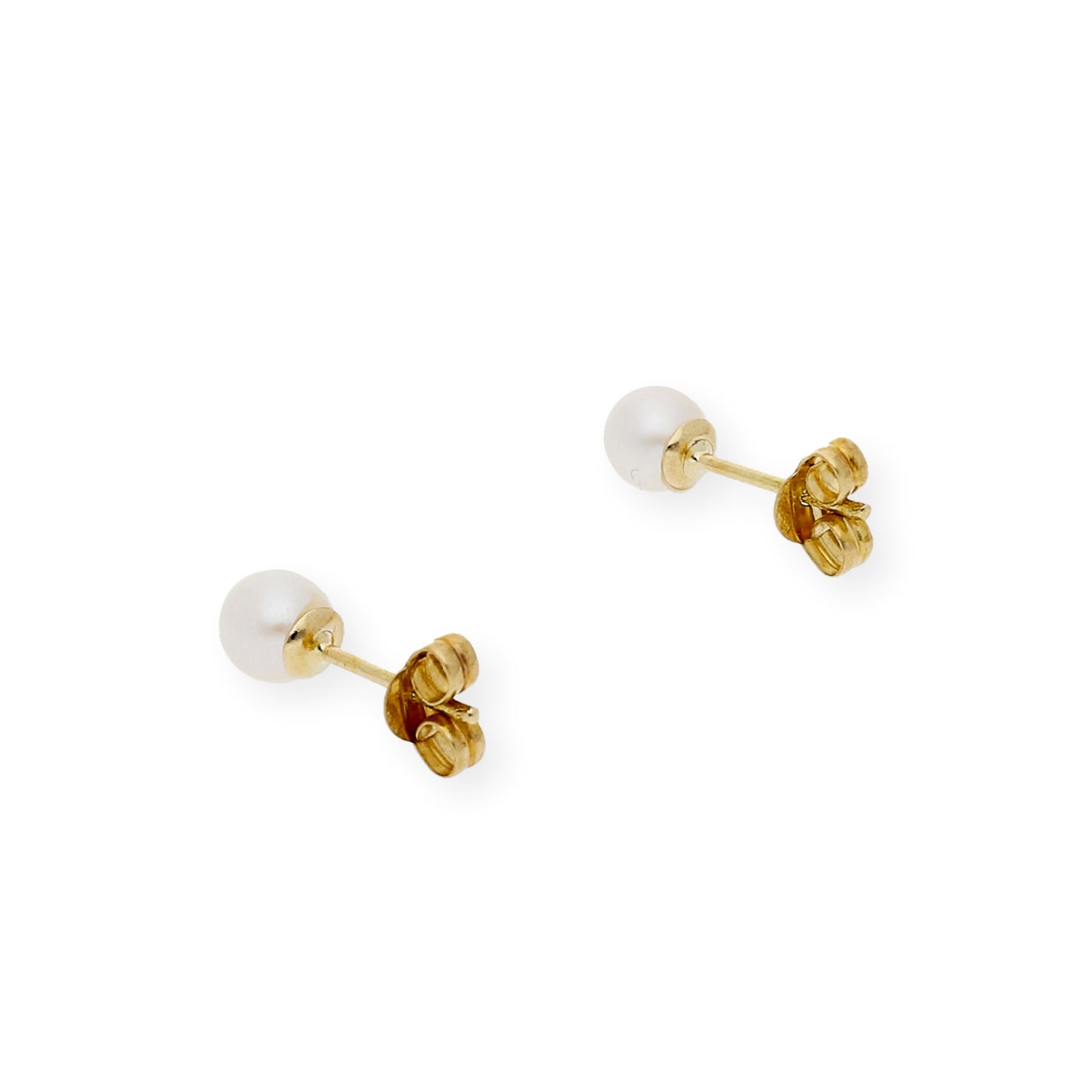 Pendientes Bebé Oro y Perlas Blancas Naturales de 4,50mm