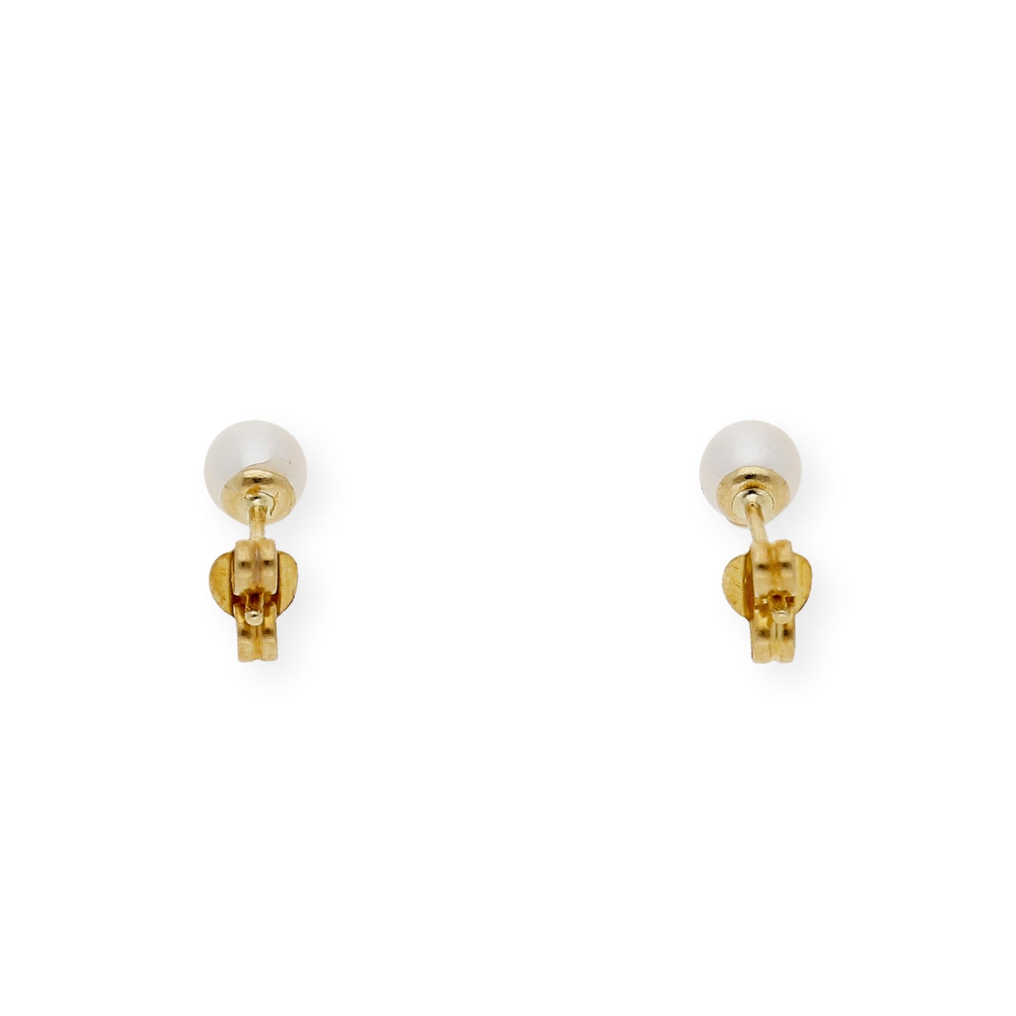 Pendientes Bebé Oro y Perlas Blancas Naturales de 4,50mm