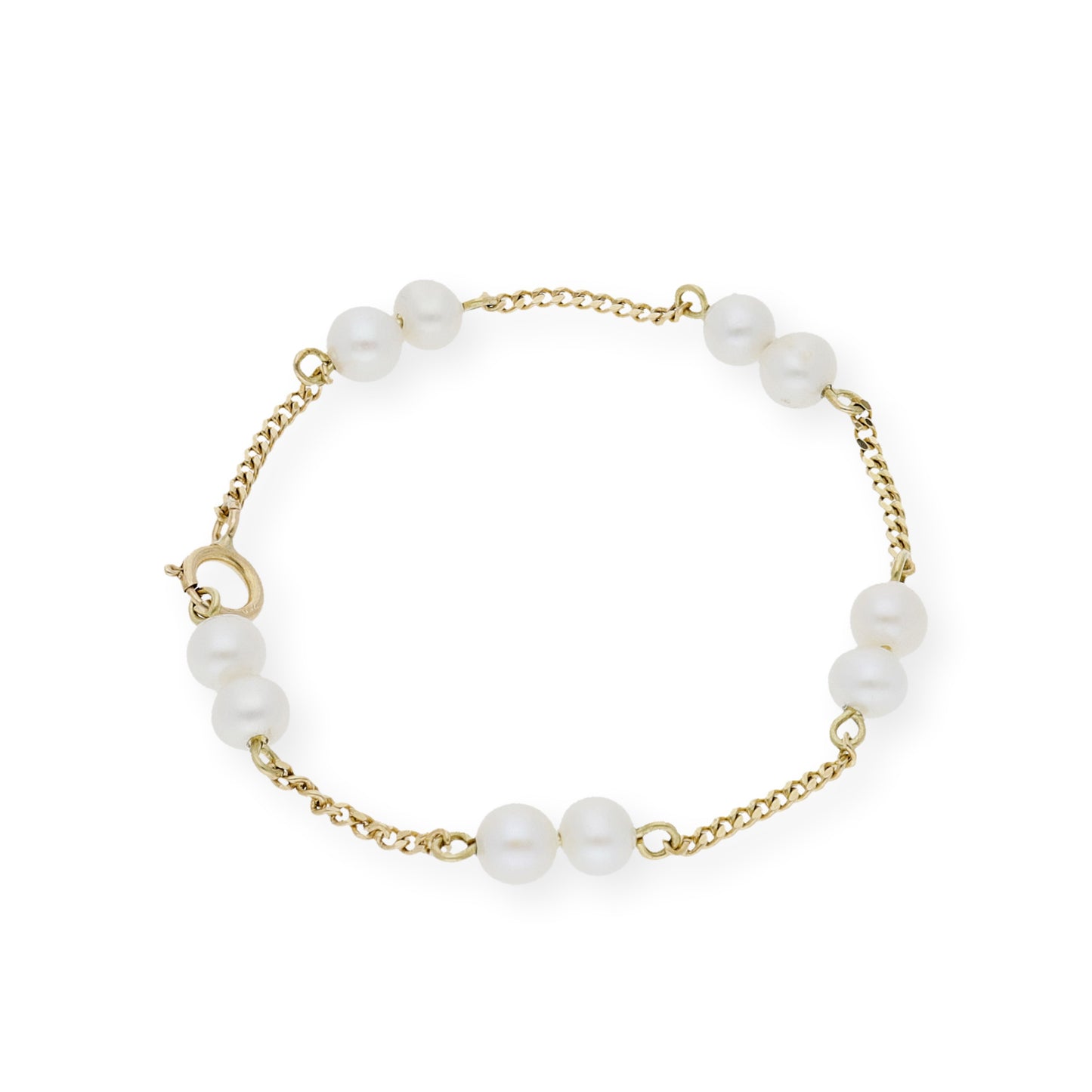 Pulsera de Bebé con doble Perlas y Oro de Ley