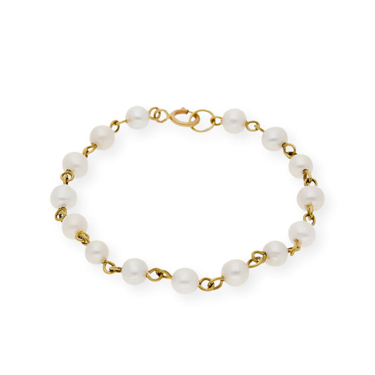 Pulsera de Bebé con Perlas y Oro 18k modelo Madeline