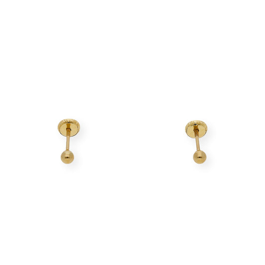 Pendientes Bebé Oro Diseño de Bolas de 3 mm
