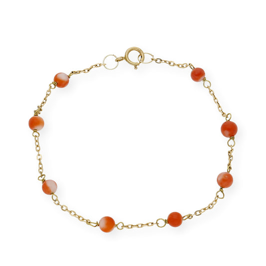 Pulsera para Bebé de Coral Natural y Oro de Ley 18k