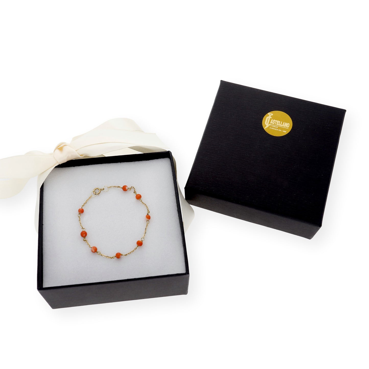 Pulsera para Bebé de Coral Natural y Oro de Ley 18k