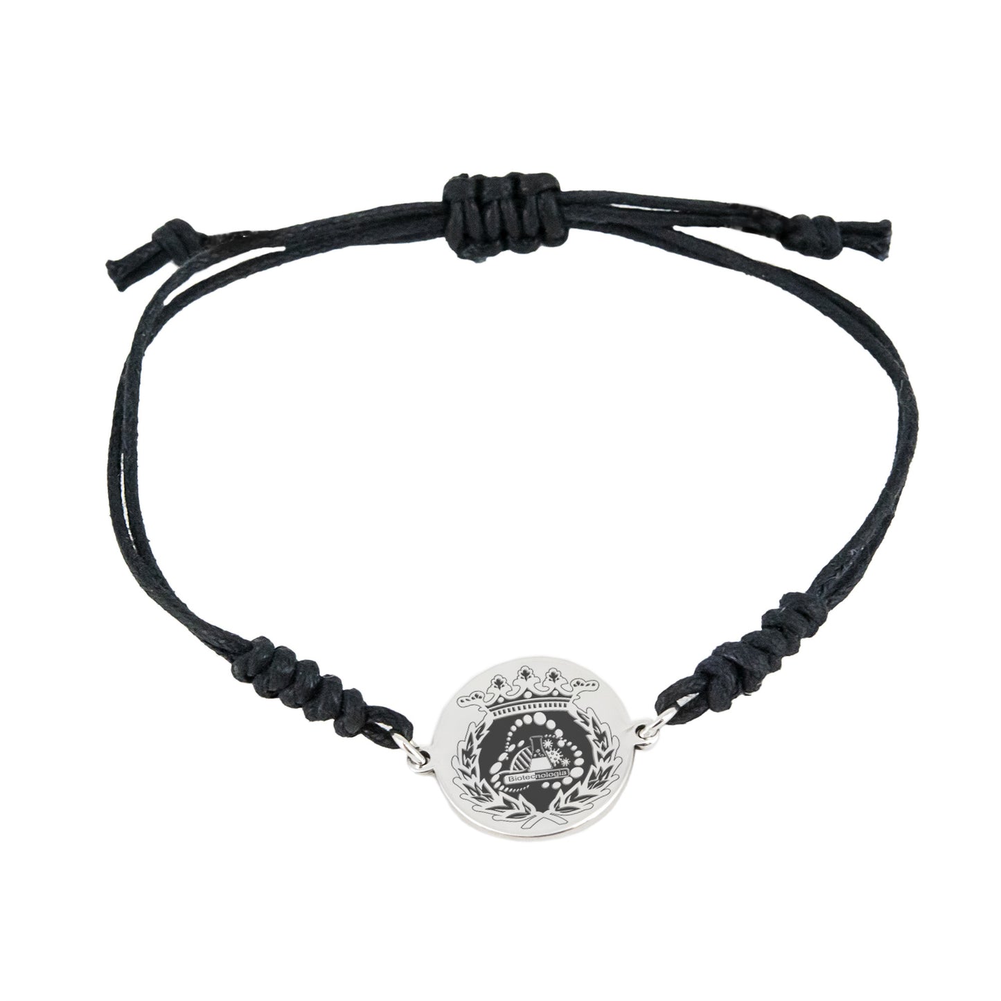 Pulsera Macramé Insignia Profesional de Biotecnología en Plata de Ley 925