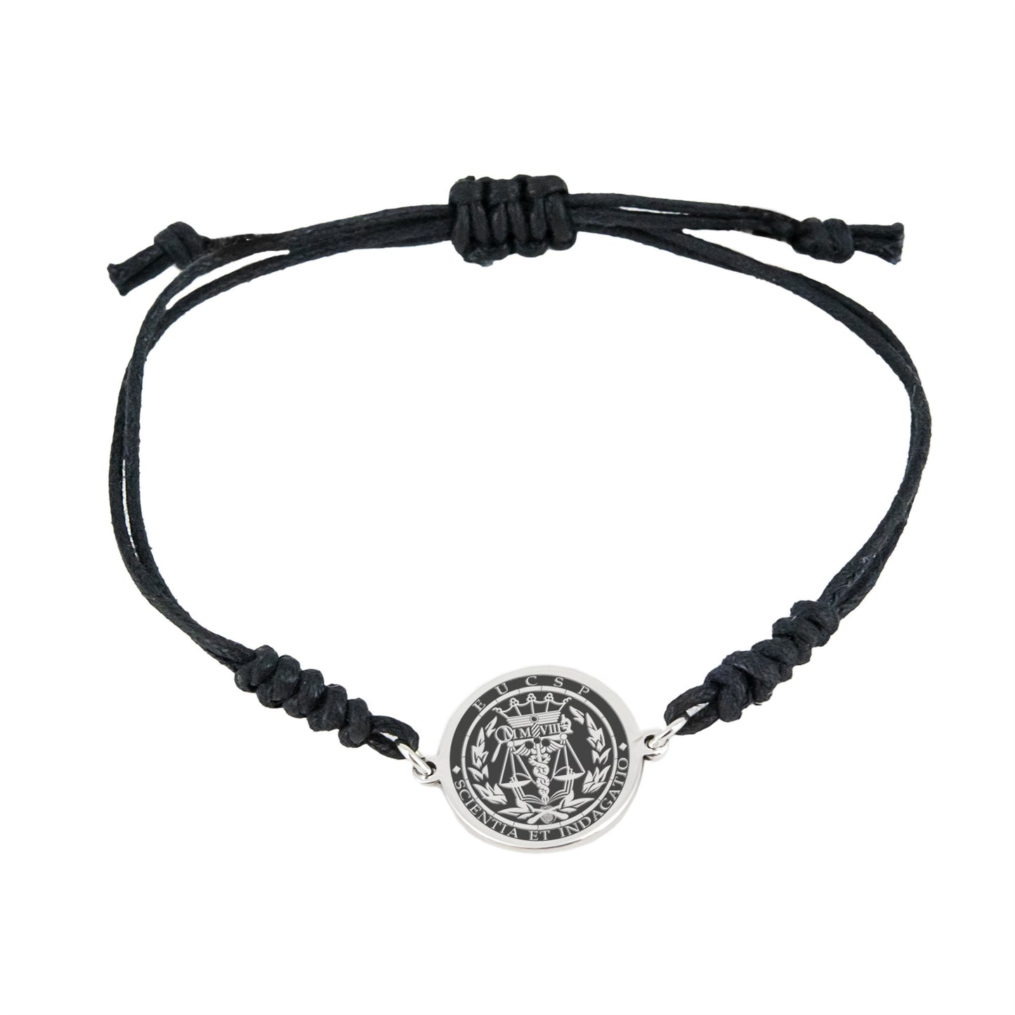 Pulsera Macramé Insignia Profesional de Criminología en Plata de Ley 925
