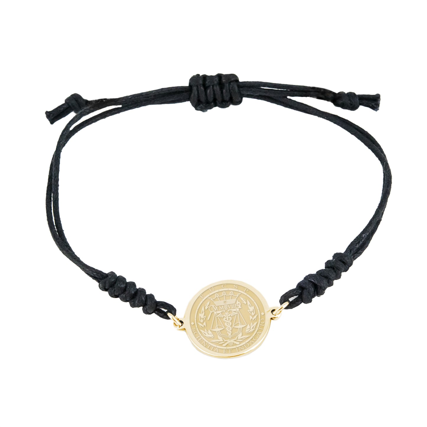 Pulsera Macramé Insignia Profesional de Criminología en Plata de Ley 925 Bañada en Oro de 18K