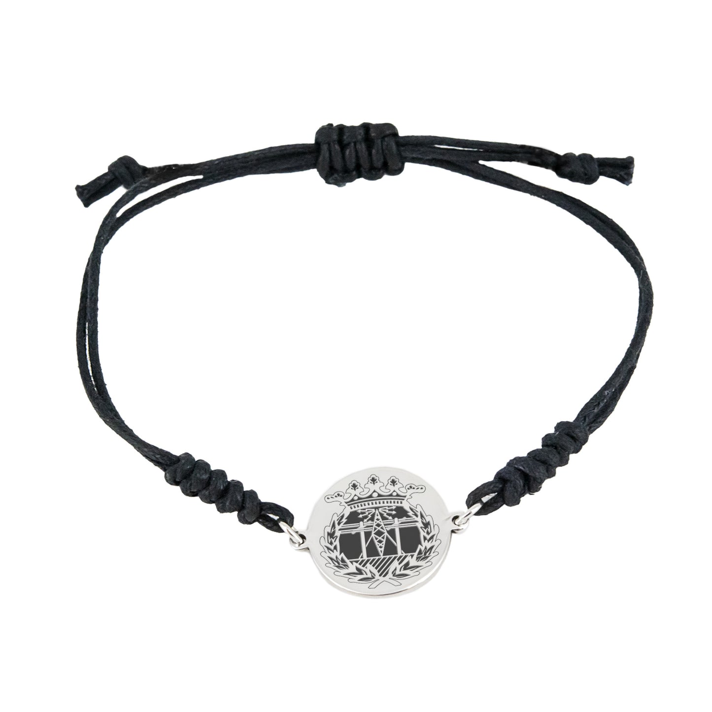 Pulsera Macramé Insignia Profesional de Ingeniería de Telecomunicaciones en Plata de Ley 925