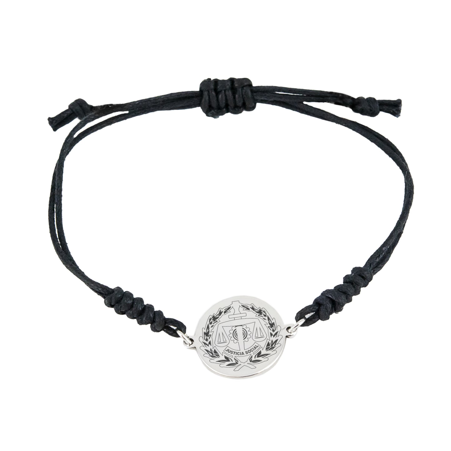 Pulsera Macramé Insignia Profesional de Justicia Social en Plata de Ley 925