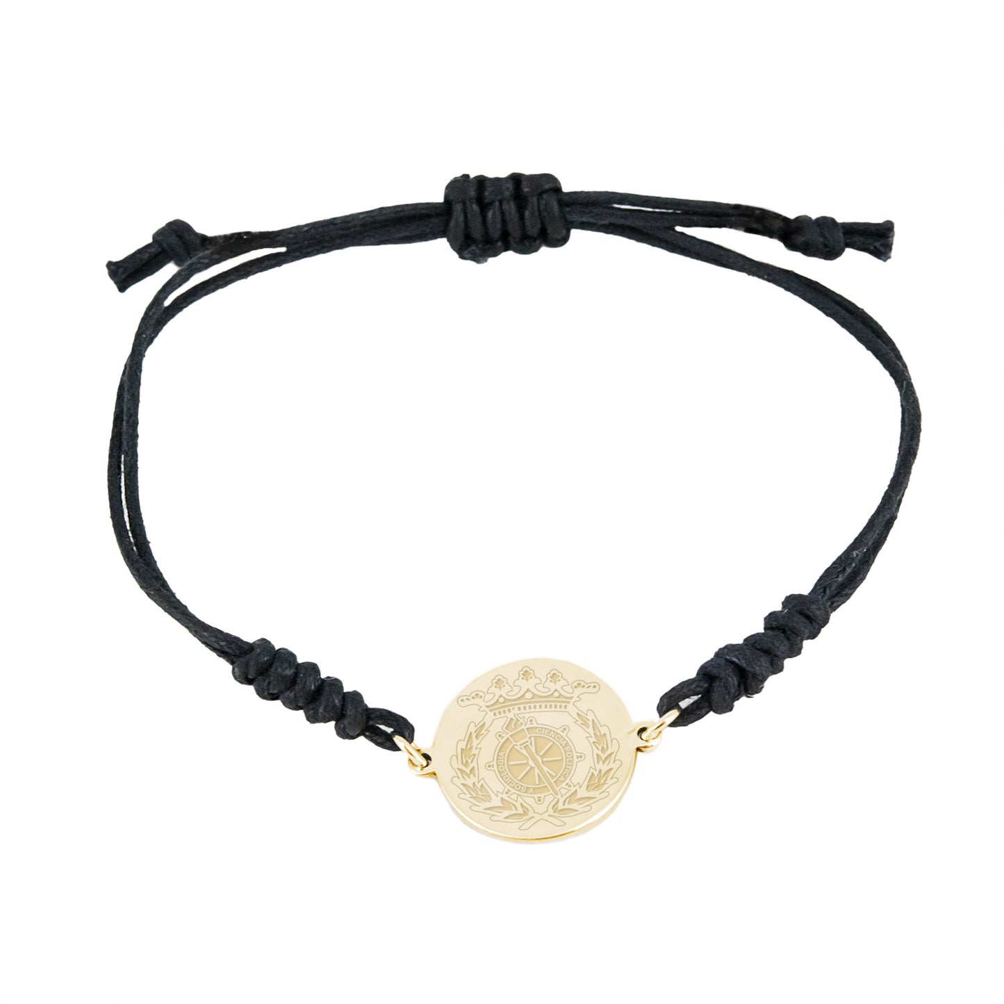 Pulsera Macramé Insignia Profesional de Ciencia Política y Sociología en Plata de Ley 925 Bañada en Oro de 18K