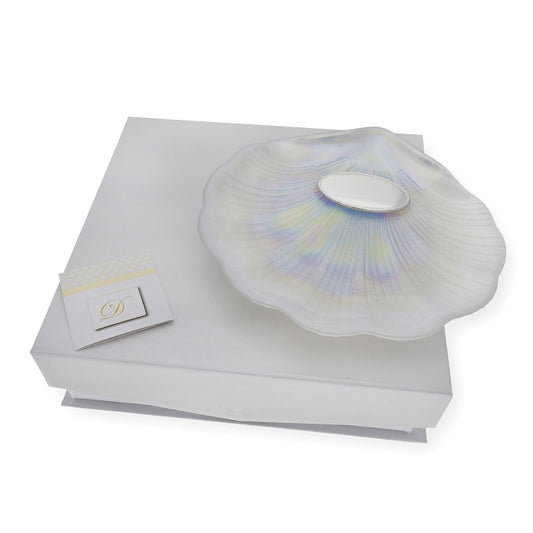 Concha de Bautismo Cristal Nacarado y Bilaminada Plata