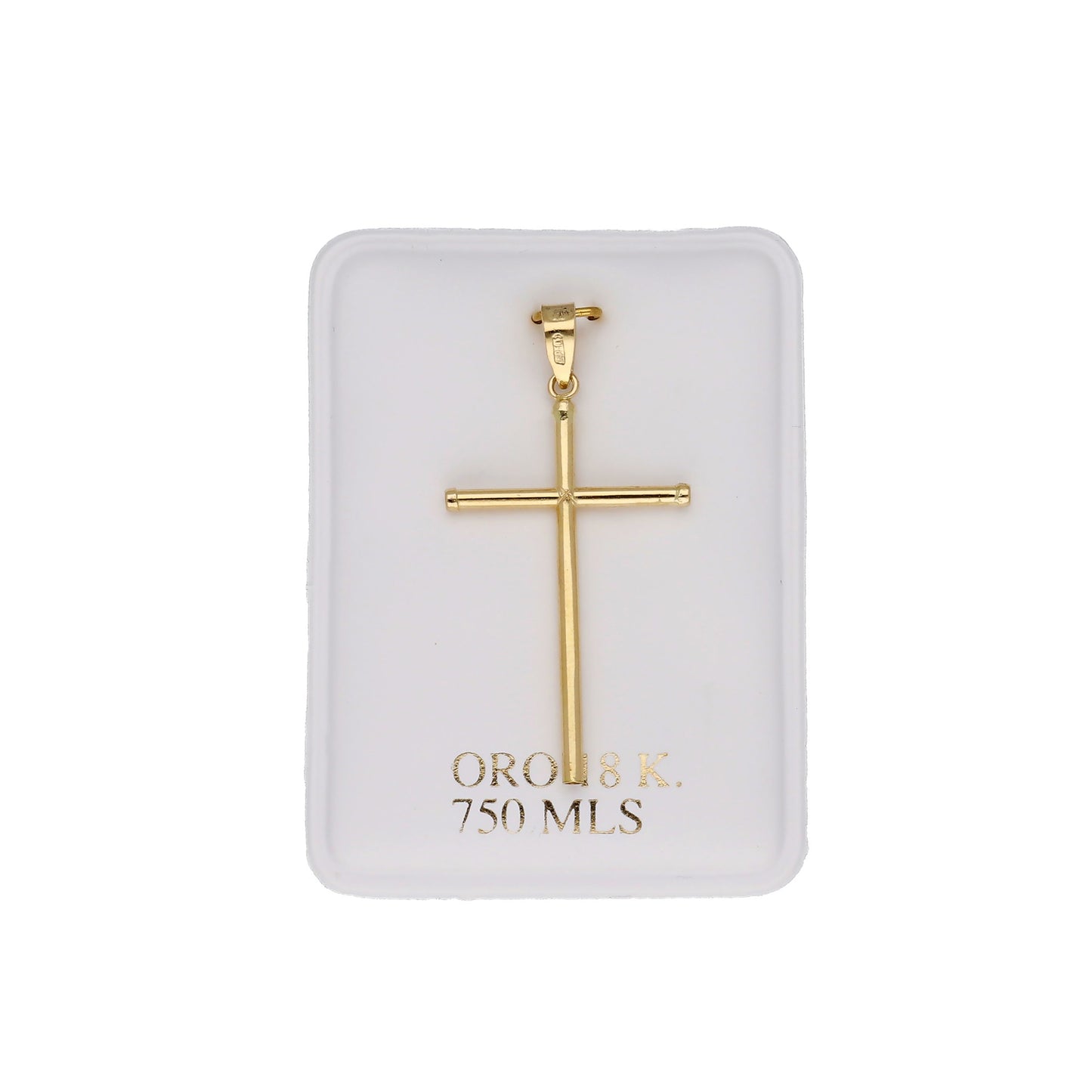 Cruz de Tubo con Remaches Mod Inri Grande en Oro 18K