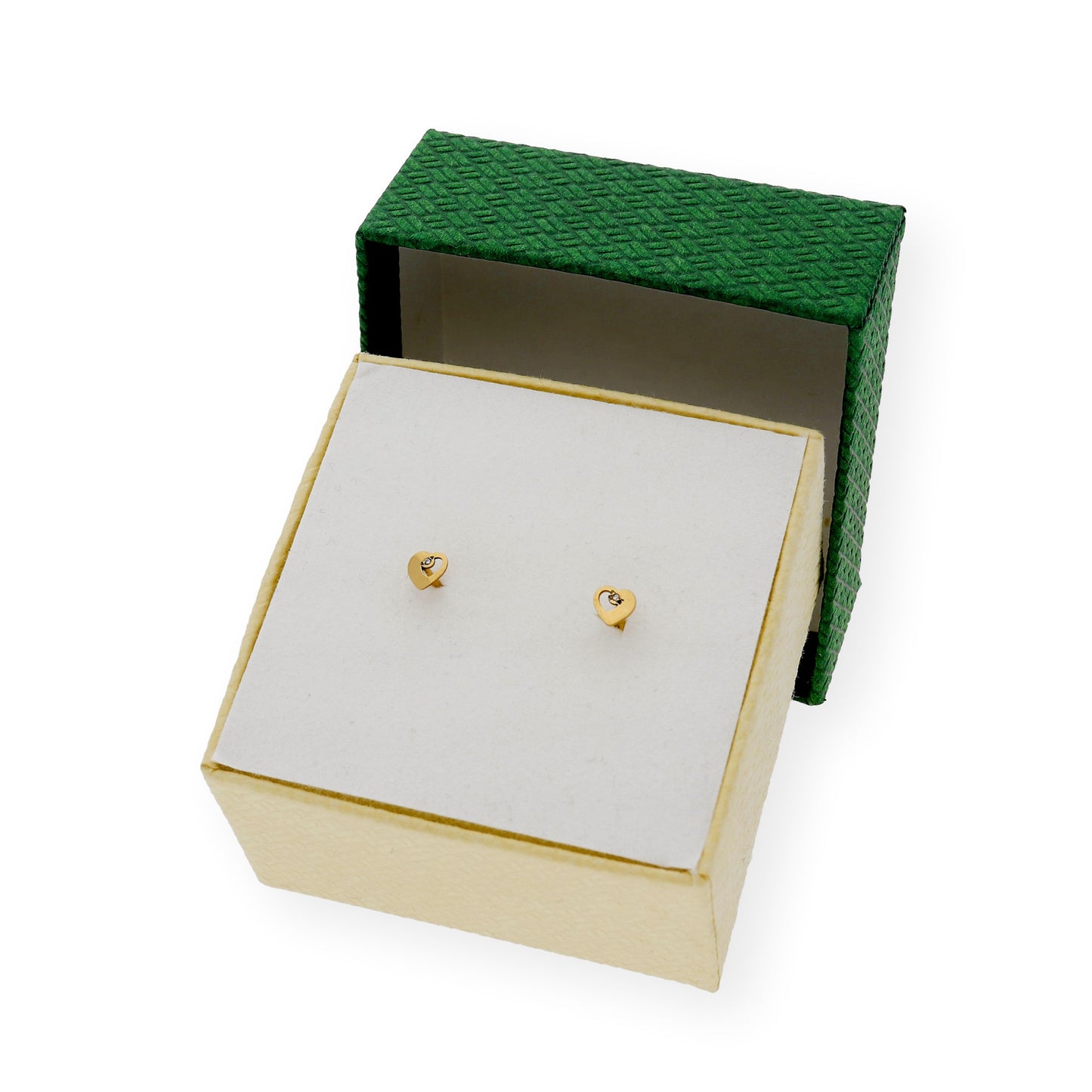 Pendientes bebé corazón Oro amarillo 18K y Diamantes