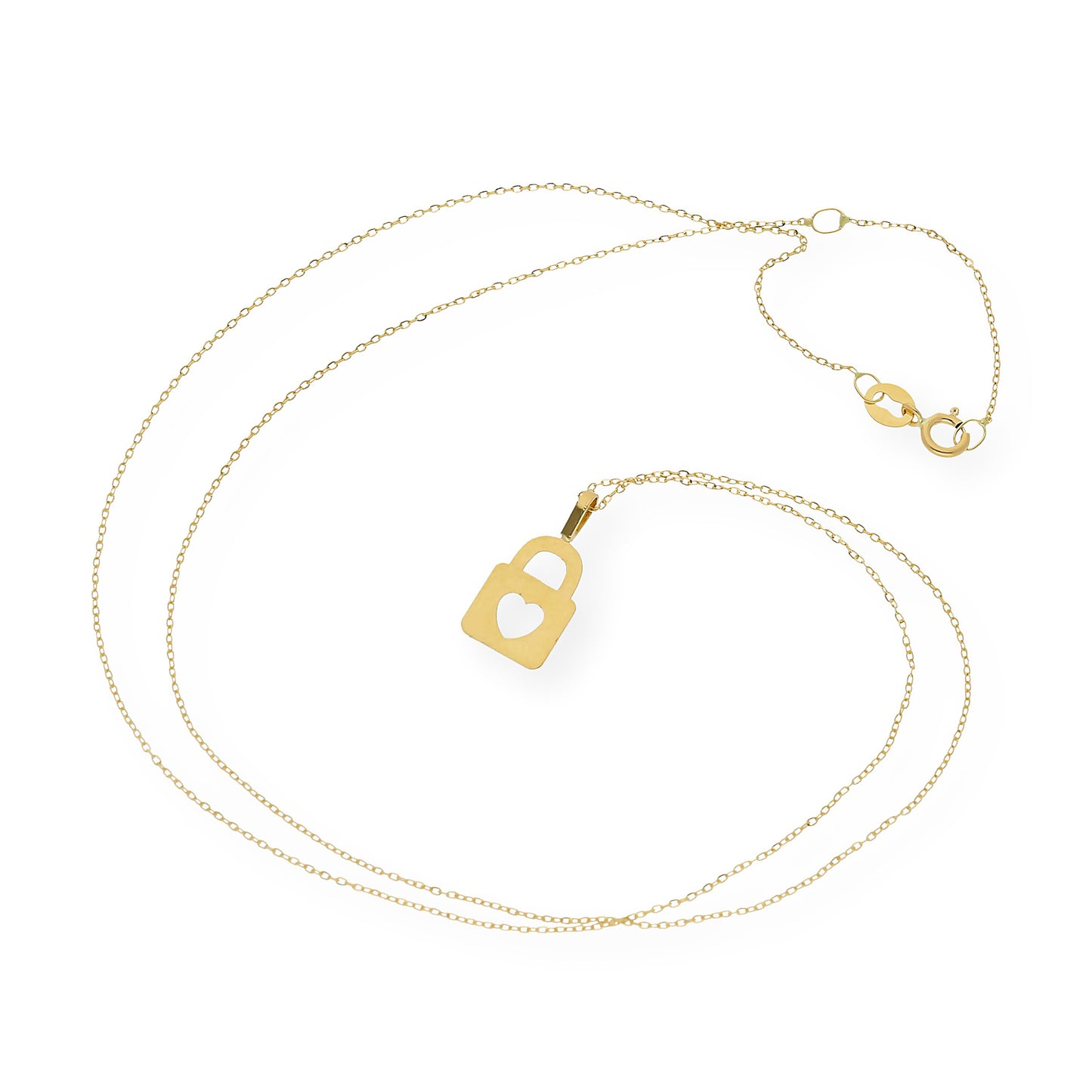 Collar de Oro Forma candado de Corazón calado 18k