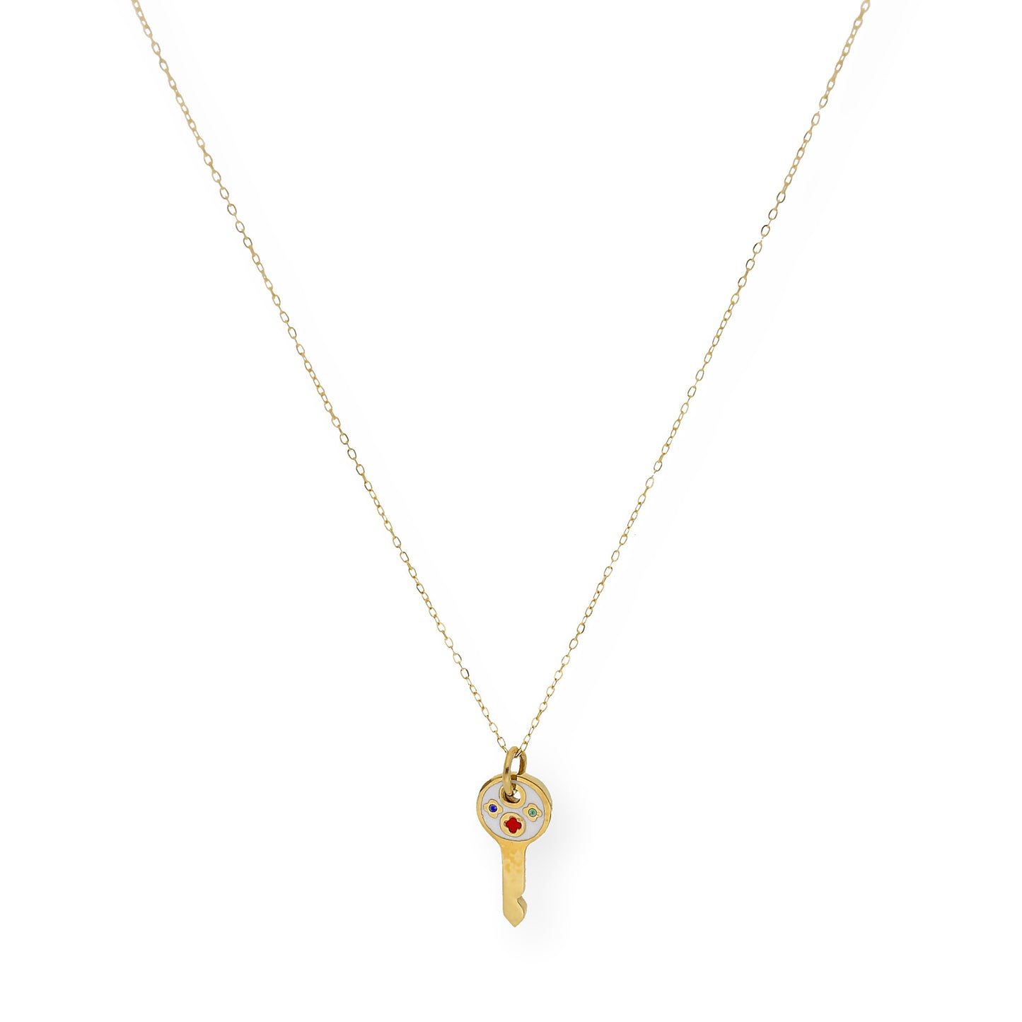 Collar con colgante llave esmaltada oro 18k