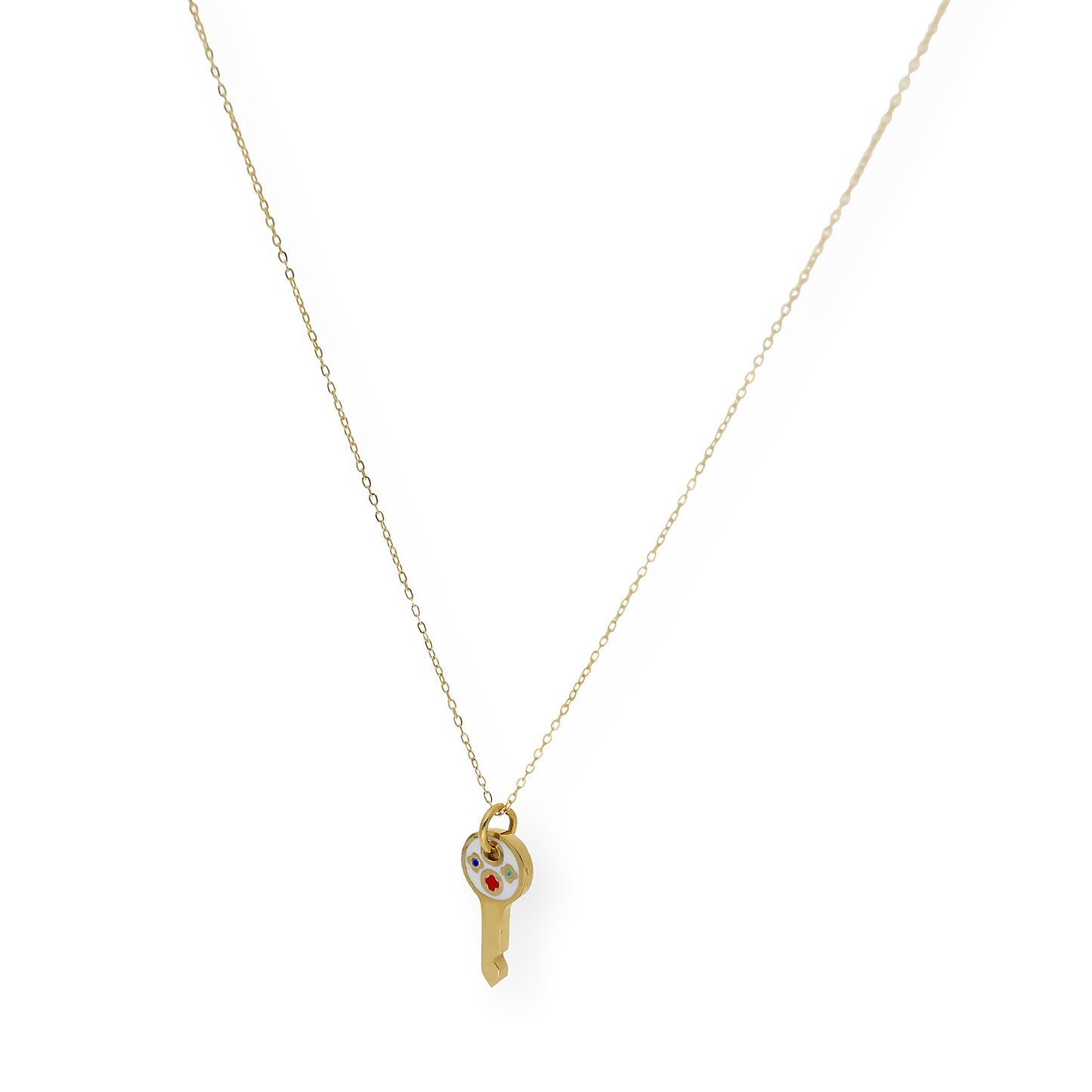 Collar con colgante llave esmaltada oro 18k