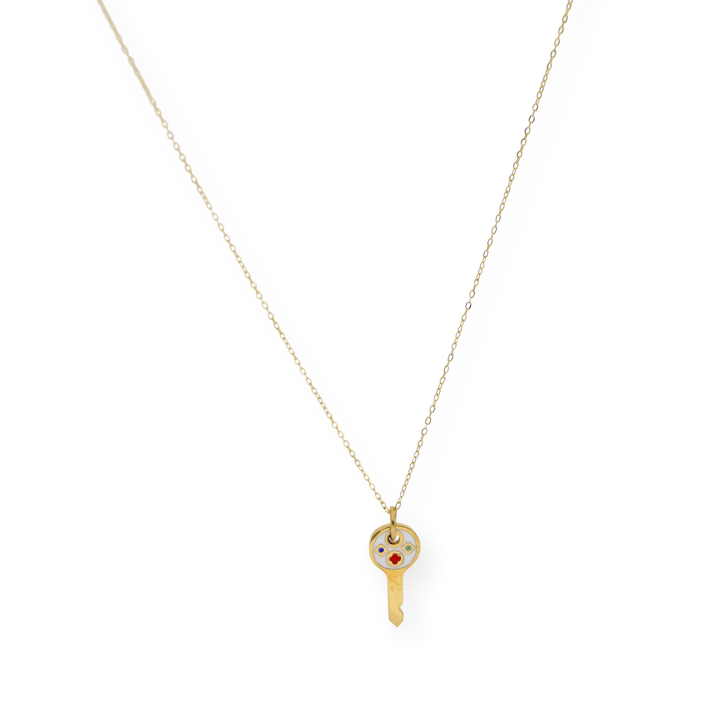 Collar con colgante llave esmaltada oro 18k
