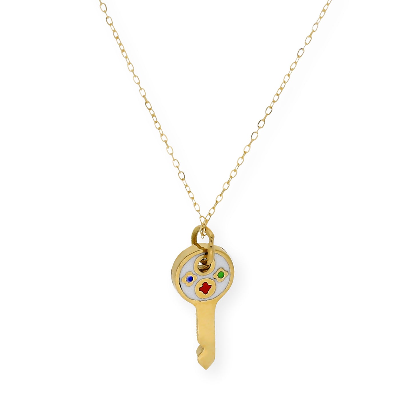Collar con colgante llave esmaltada oro 18k
