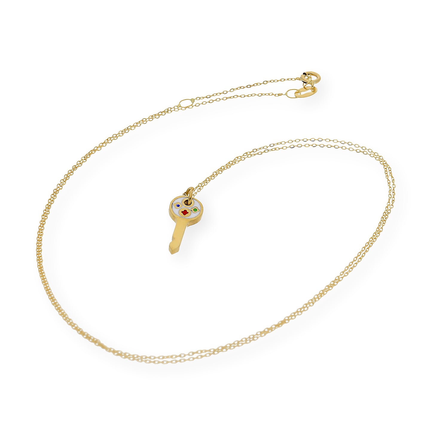 Collar con colgante llave esmaltada oro 18k