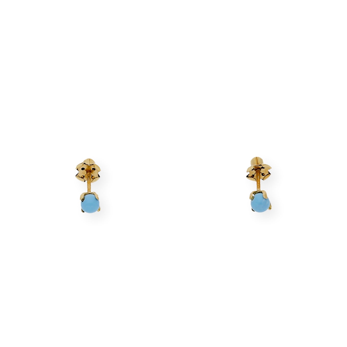 Pendientes Turquesa 3 mm de Bebé en Oro de Ley 18k