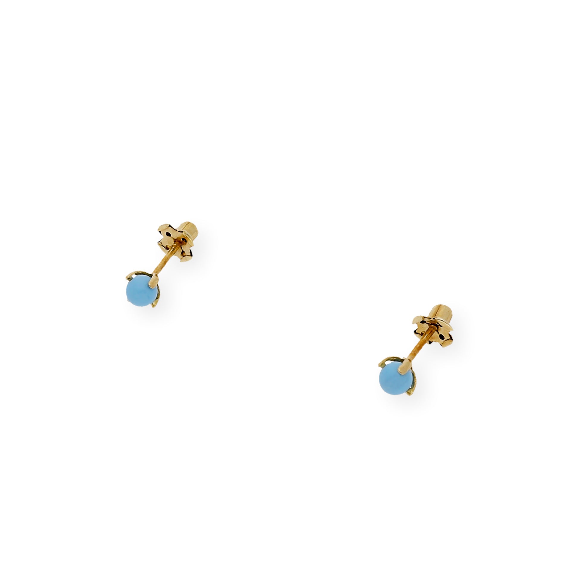 Pendientes Turquesa 3 mm de Bebé en Oro de Ley 18k