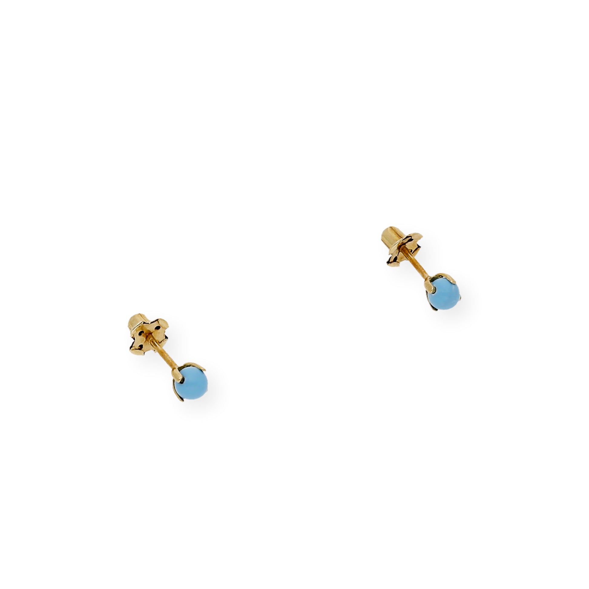 Pendientes Turquesa 3 mm de Bebé en Oro de Ley 18k