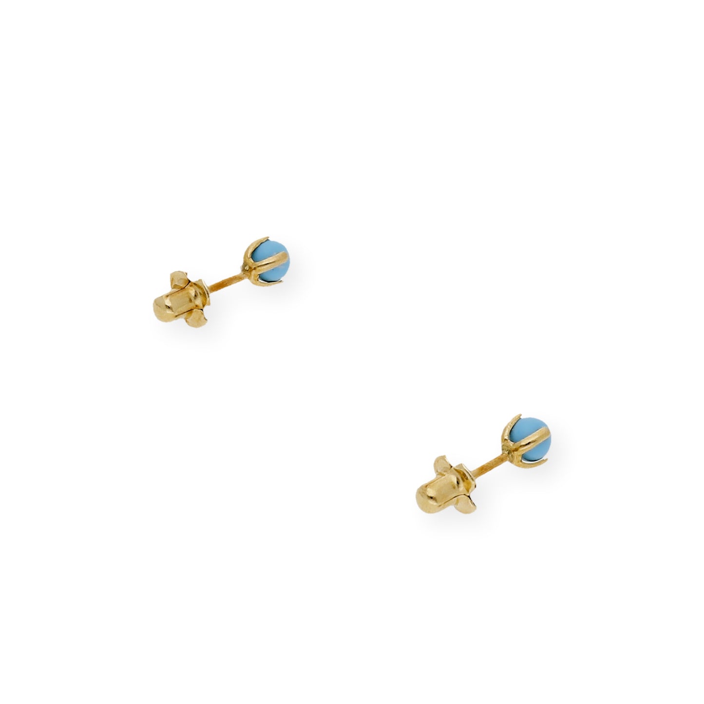 Pendientes Turquesa 3 mm de Bebé en Oro de Ley 18k
