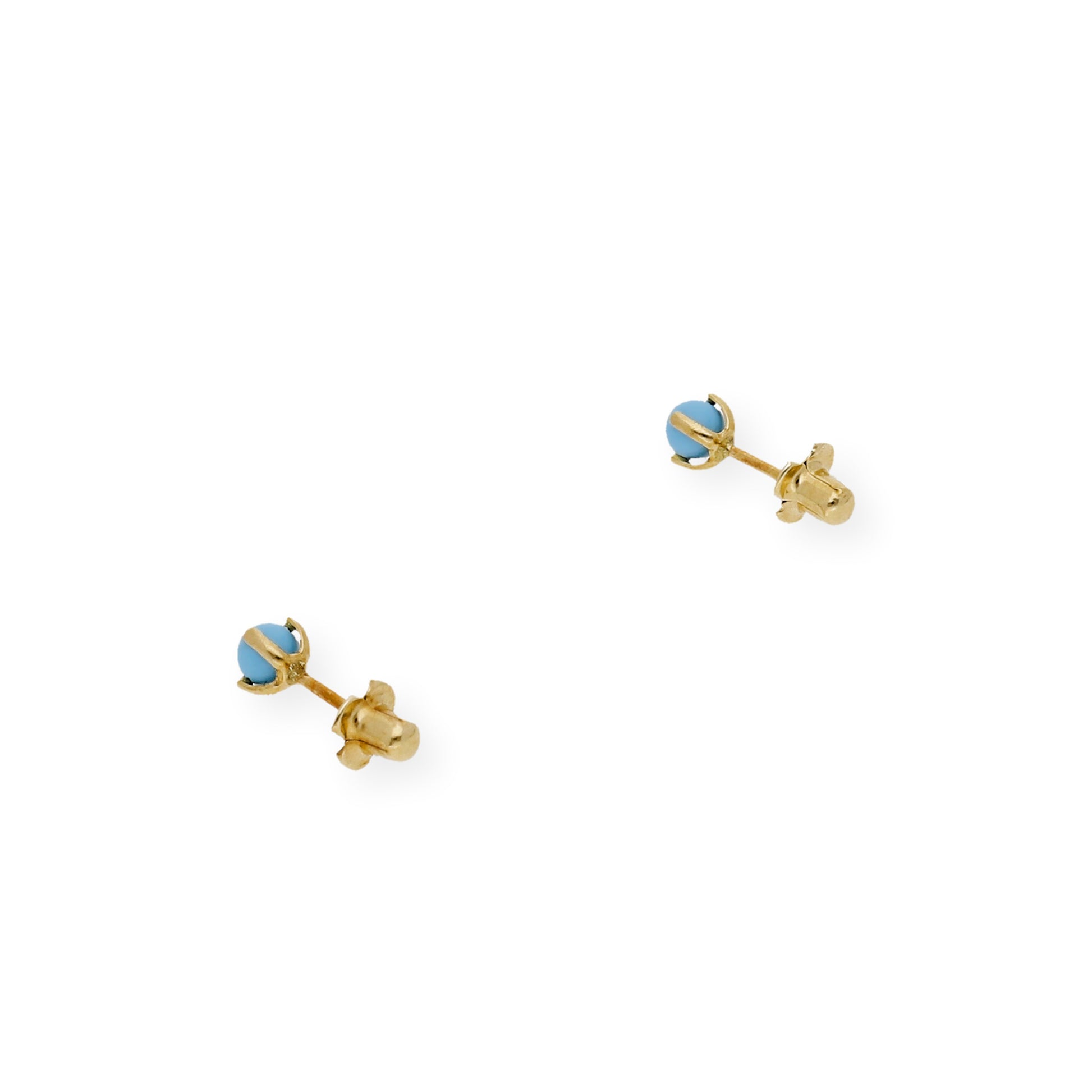 Pendientes Turquesa 3 mm de Bebé en Oro de Ley 18k