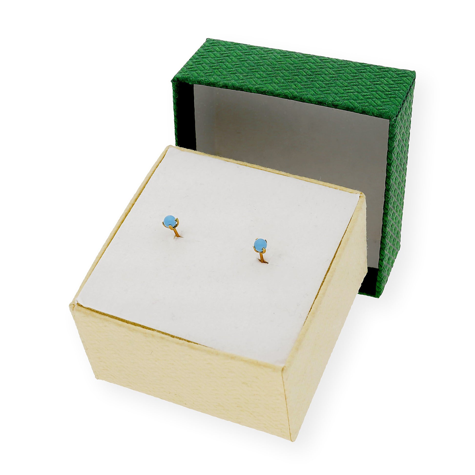 Pendientes Turquesa 3 mm de Bebé en Oro de Ley 18k