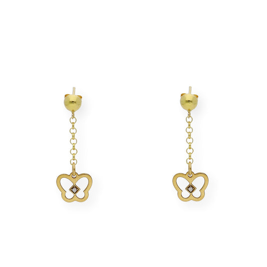 Pendientes Mariposa con Diamante en Oro de Ley 18K