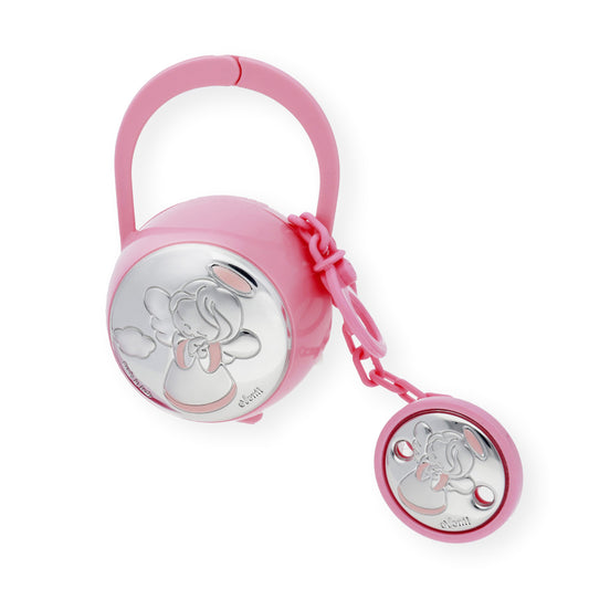 Portachupetes y Pinza de Chupetes en Plata Bilaminada Ángel Rosa