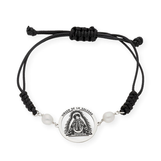 Pulsera Macramé con medalla de la Soledad en Plata de Ley 925