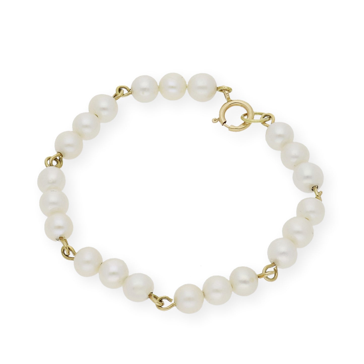 Pulsera de Bebé tres Perlas y Oro 18k