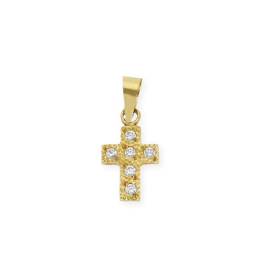Colgante Cruz Plana con Circonita Oro 18K