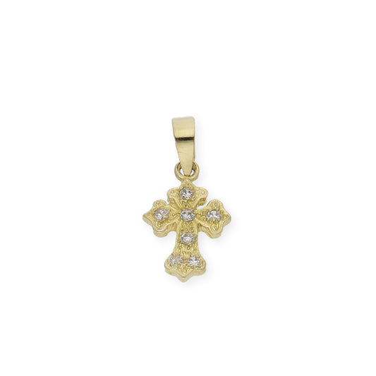 Colgante Cruz Trinidad con Circonita Oro 18K