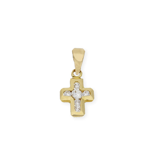 Colgante Cruz Iluminada con Circonita Oro 18K