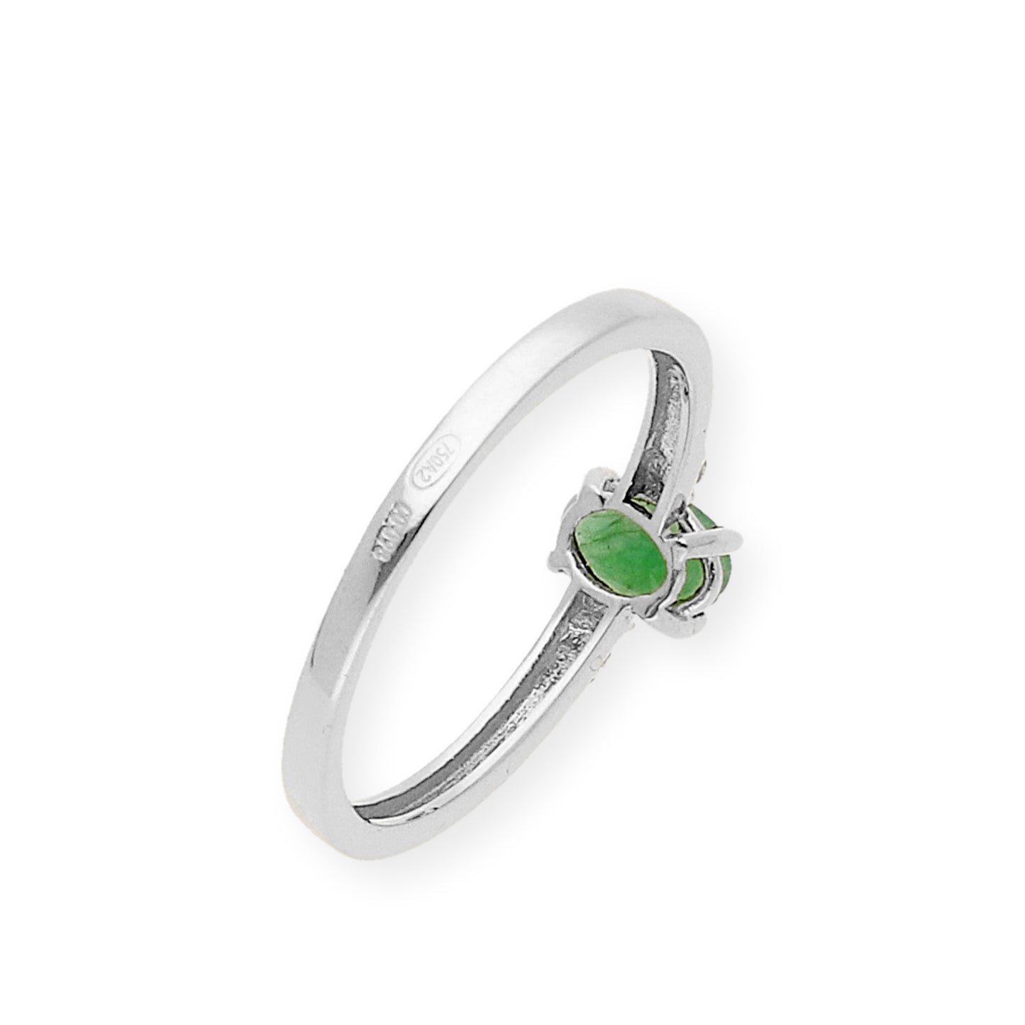 Anillo Victoria en Oro Blanco 18k con Diamantes y Esmeralda