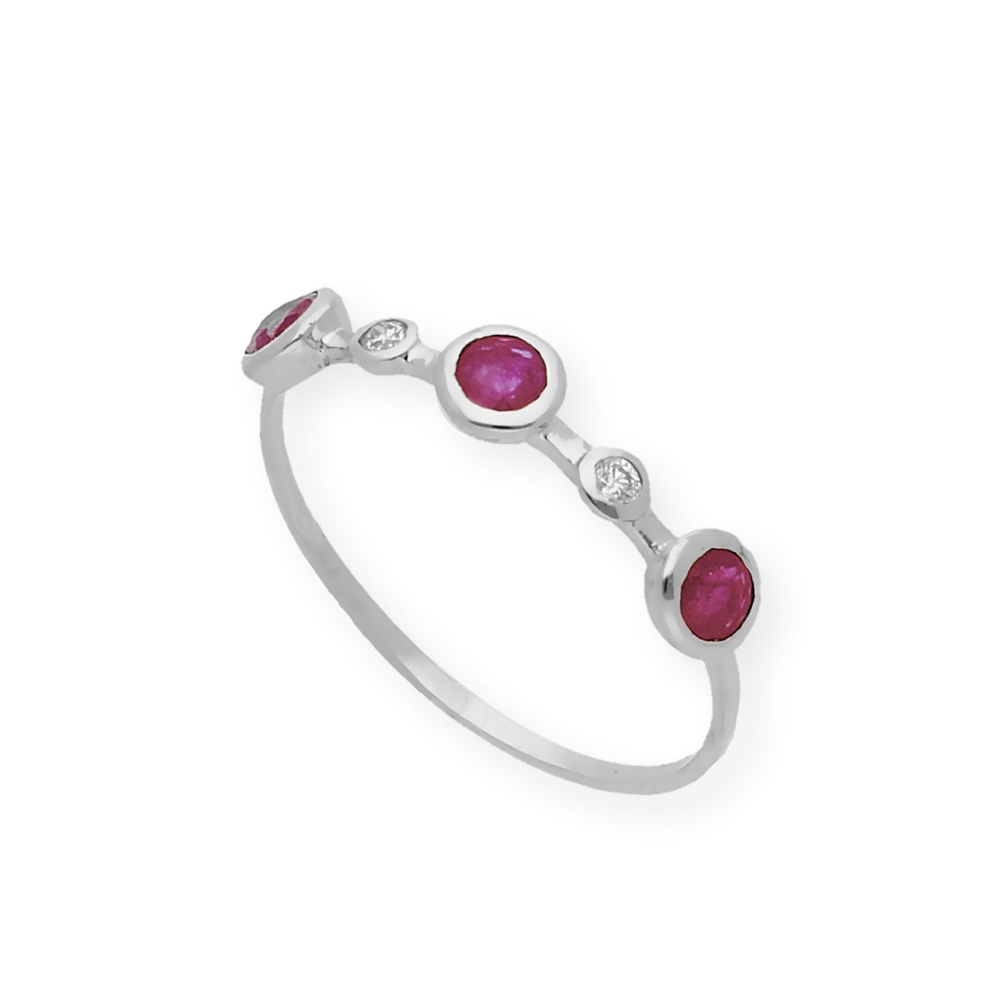 Anillo Millas de Oro Blanco y Diamantes con Rubí